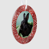 Doe-het-zelf Konijn op Rode Kerst Ornament (voorkant)