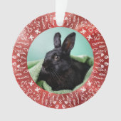 Doe-het-zelf Konijn op Rode Kerst Ornament (voorkant)