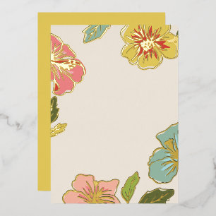 Doe-het-zelf lege Aloha Hawaïaanse bloemen met gou Folie Uitnodiging