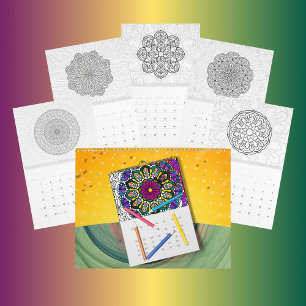 Doe-het-zelf Mandala Kleurplaat Omtrek Kunst -  Kalender