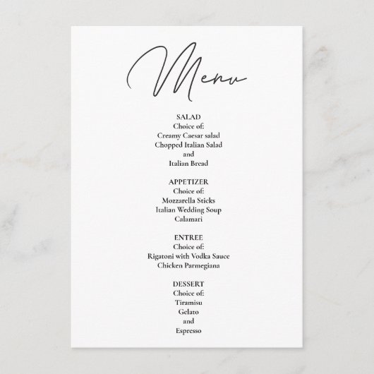 Doe-het-zelf modern minimalistisch diner menu (Voorkant)
