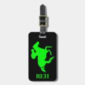 Doe-het-zelf-monogram limoengroene renpaard/Elke k Bagagelabel (Voorkant verticaal)