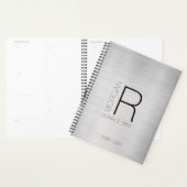 Doe-het-zelf monogram naam beroep datum, zwart gri planner (Display)