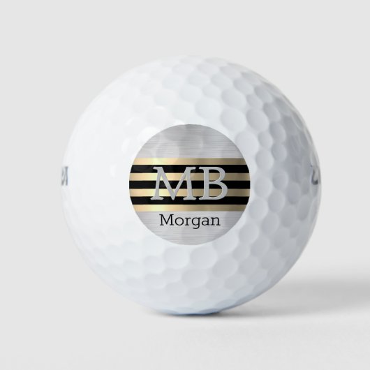 Doe-het-zelf monogram & naam, geel goud geborsteld golfballen (Voorkant)