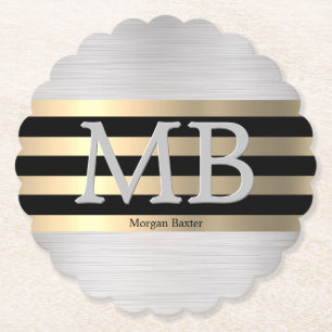 Doe-het-zelf-monogram & naam, geel goud geborsteld kartonnen onderzetters