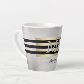 Doe-het-zelf monogram & naam, geel goud geborsteld latte mok (Linkerhoek)