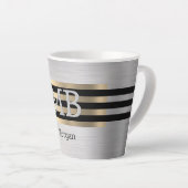 Doe-het-zelf monogram & naam, geel goud geborsteld latte mok (Rechterhoek)