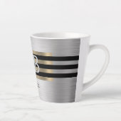 Doe-het-zelf monogram & naam, geel goud geborsteld latte mok (Rechts)