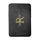 Doe-het-zelf monogram & naam, gouden & witte tekst badmat (Voorkant Verticaal)