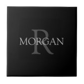 Doe-het-zelf-monogram & naam, klassiek zwart met g tegeltje (Voorkant)
