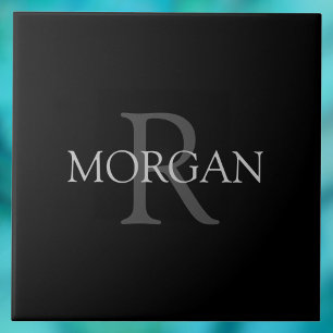 Doe-het-zelf-monogram & naam, klassiek zwart met g tegeltje