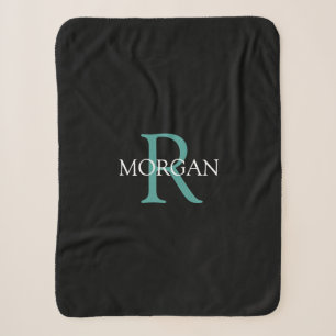 Doe-het-zelf monogram naam witte en donker teal te sherpa deken