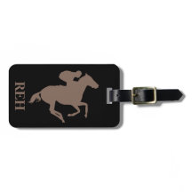 Doe-het-zelf-monogram taupe bruine renpaard op elk