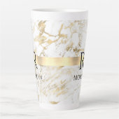 Doe-het-zelf-monogram zwarte tekst, wit & goud mar latte mok (Voorkant)