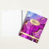 Doe-het-zelf naam & jaar, rood-paarse & gouden ink planner (Display)