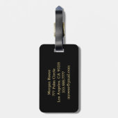 Doe-het-zelf naam & monogram, zwarte & gouden doos bagagelabel (Achterkant verticaal)