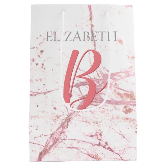 Doe-het-zelf naam & schrift monogram koraal abstra medium cadeauzakje (Achterkant)