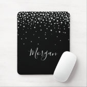 Doe-het-zelf naam witte script & witte diamanten, muismat (Met muis)