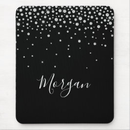 Doe-het-zelf naam witte script & witte diamanten,  muismat