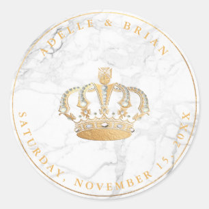 Doe-het-zelf nep gouden kroon met parel en marmer ronde sticker