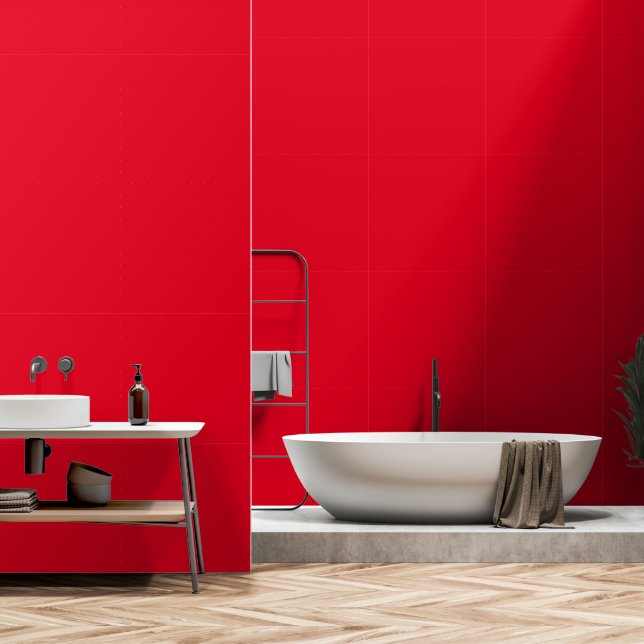 Doe-Het-Zelf Rood Eenvoudige Autoriteit® Behang (Badkamer)