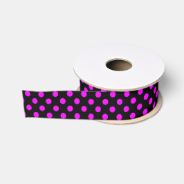 Doe-het-zelf Roze op Zwarte Stippen Grosgrain Lint