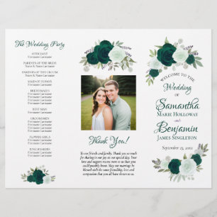 Doe-het-zelf vouwbare smaragdgroene boho rozen tro flyer