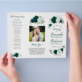 Doe-het-zelf vouwbare smaragdgroene boho rozen tro flyer (Hand)