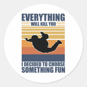 Doe iets anders met Skydiving Gift Idee Ronde Sticker