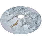 Doe in de Waterverf van de Silver Winter Snow Herf Fleece Kerstboom Rok (Gekanteld)