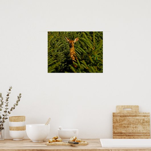 Doe in het Poster Pine Trees (Keuken)