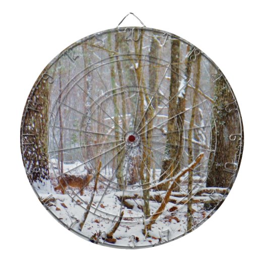 Doe in the snow, Deer in Lake Arrowhead Dartbord (Voorkant)