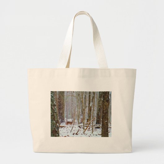Doe in the snow, Deer in Lake Arrowhead Grote Tote Bag (Voorkant)