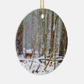 Doe in the snow, Deer in Lake Arrowhead Keramisch Ornament (Rechts)