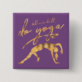 Doe in twijfel Yoga Faux Gold Foil Vierkante Button 5,1 Cm