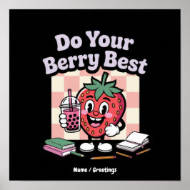Doe Je Besje Retro Aardbei Leraar Design Poster