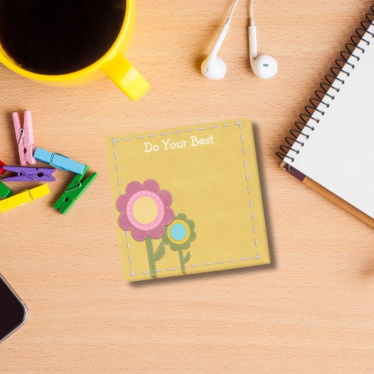Doe Je Best Geborduurde Bloem Post-it® Notes