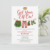Doe je Elf mee op het kerstfeest Kaart (Staand voorkant)