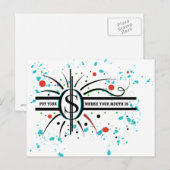 Doe je geld waar je mond QUOTE is Briefkaart (Voorkant / Achterkant)