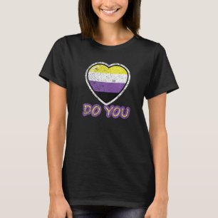 Doe je niet binaire trots verontruste vlag hart vo t-shirt