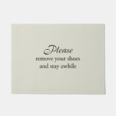 Doe je schoenen uit en blijf een tijdje Vloermat Deurmat (Voorkant)