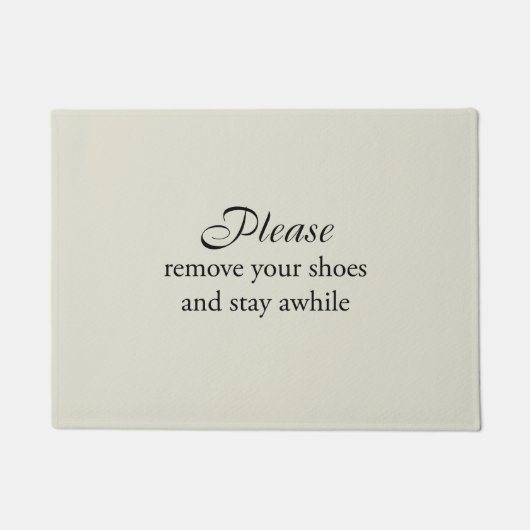 Doe je schoenen uit en blijf een tijdje Vloermat Deurmat (Voorkant)