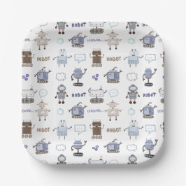 Doe je voordeel met een leuke robot verjaardag voo papieren bordje