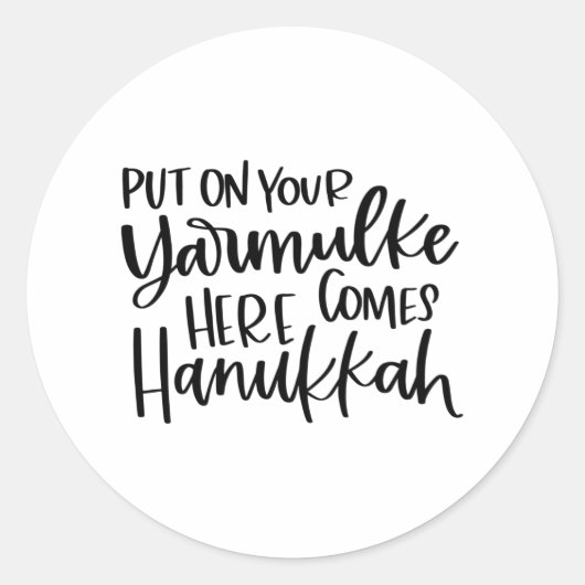 Doe je Yarmulke hier aan, Hannukkah, Hanukkah Ronde Sticker (Voorkant)