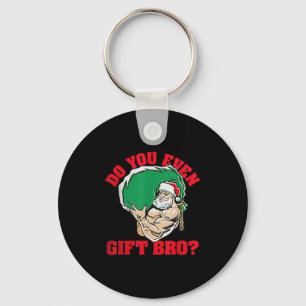 Doe je zelfs cadeau Bro Funny Santa Gewichtheffen Sleutelhanger