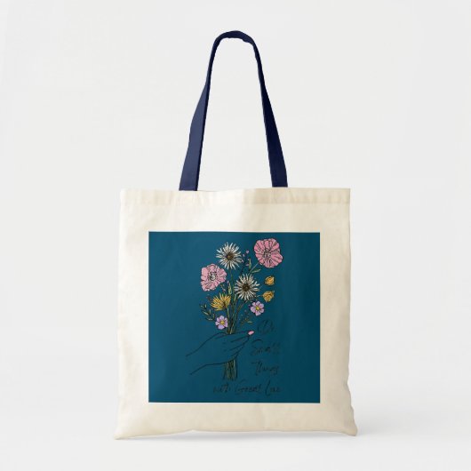 Doe kleine dingen met een geweldige liefdesbloem tote bag (Voorkant)