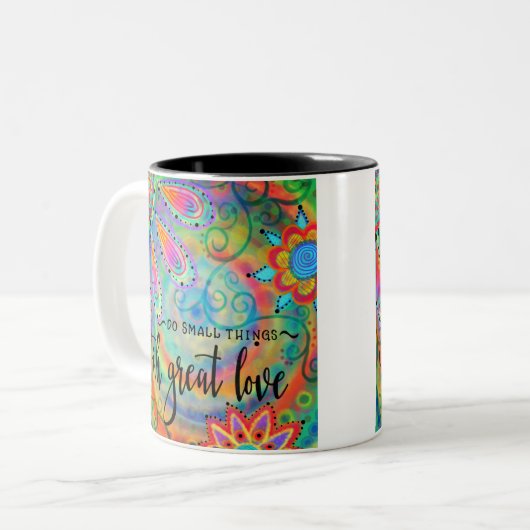 Doe kleine dingen tweekleurige koffiemok (Voorkant links)