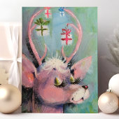  Doe langer Eyelashes Retro Kerstmis Feestdagen Kaart