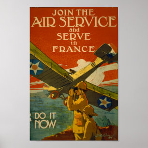 Doe mee aan de luchtdienst en voer in Frankrijk Poster