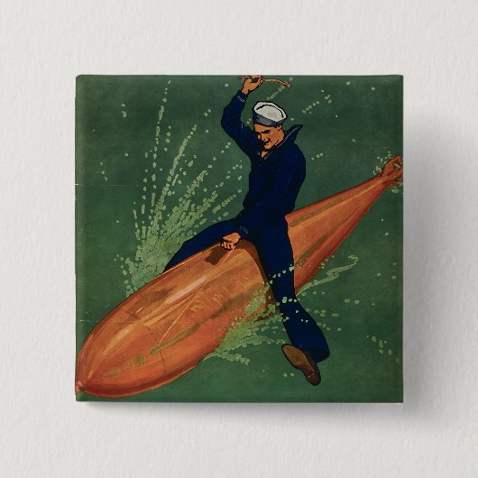 Doe mee aan de marine vierkante button 5,1 cm (Voorkant)